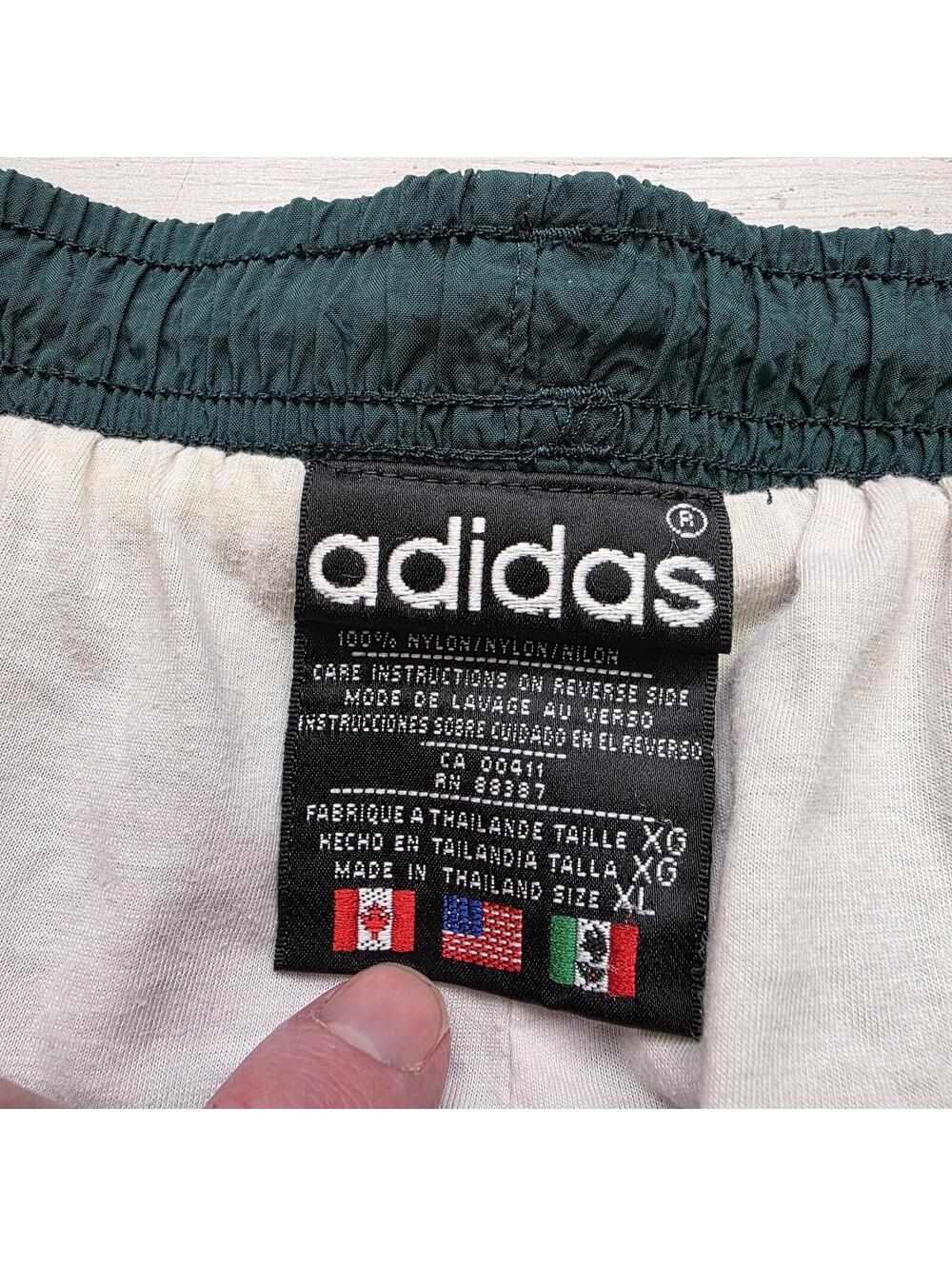 Vintage Y2K 90s Adidas Men’s XL Nylon Green Lined WarmUp Track Pants Zip Cuff - Picture 3 of 7